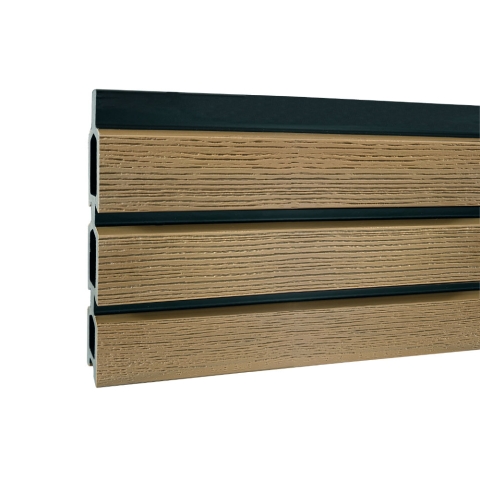 Elephant Steckzaun Set Triple Rhombus WPC Eiche 180x178cm Leisten Schwarz co-extrudiert