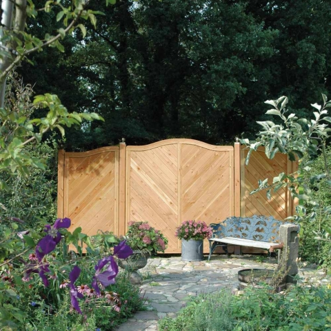 Sichtschutzzaun Lido Kronenbogen L&auml;rche-Douglasie 180x180-165cm