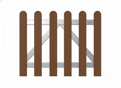 Elephant Classic-Gartentor braun WPC abgerundet 100x80cm inkl. Torbeschlag