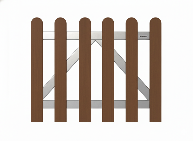 Elephant Classic-Gartentor braun WPC abgerundet 100x100cm inkl. Torbeschlag