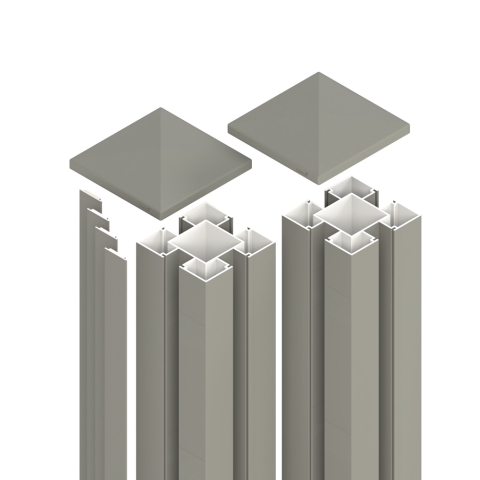 KOPIE Aluminiumpfosten-Set Typ B 9x9x200 cm Grau