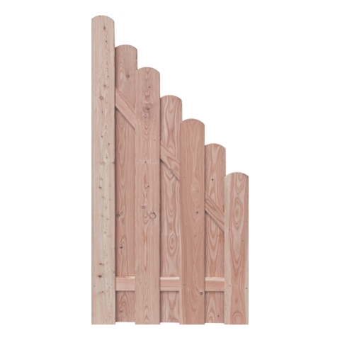 Bohlenzaun Rundkopf L&auml;rche natur Schr&auml;gelement 90x180-90 cm