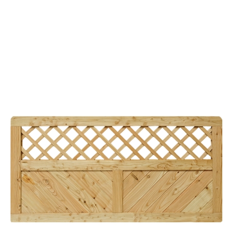 Massivzaun 180x90cm mit Gitter L&auml;rche natur