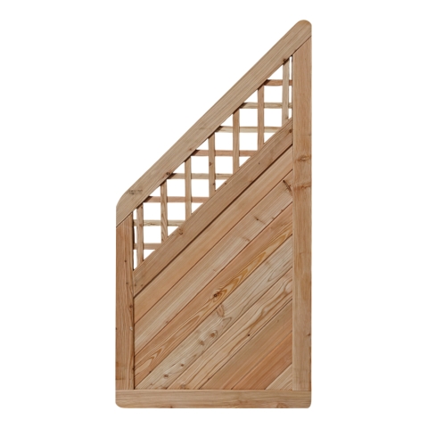 Massivzaun 90x180-90 cm mit Gitter L&auml;rche natur