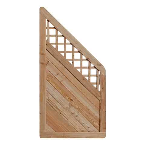 Massivzaun 90x180-90 cm mit Gitter L&auml;rche natur