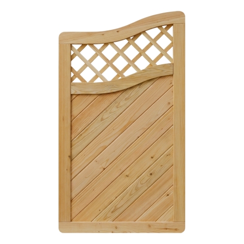 Massivzaun Privora L?rche natur 90x165-150cm mit Gitter Abschlusselement