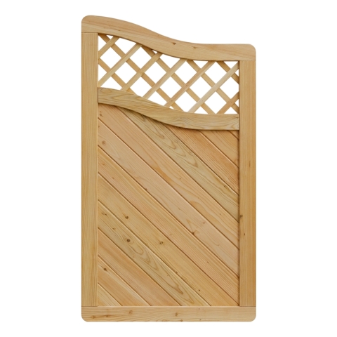 Massivzaun Privora L?rche natur 90x165-150cm mit Gitter Abschlusselement