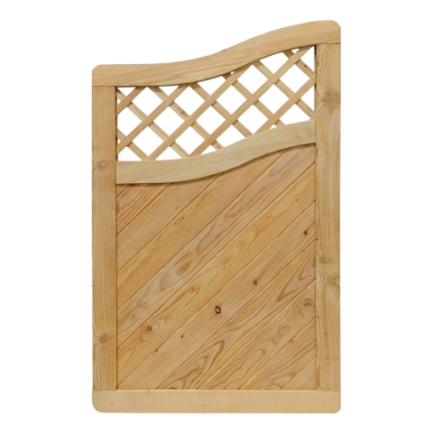 Massivzaun Privora L?rche natur 90x150-135cm mit Gitter Abschlusselement
