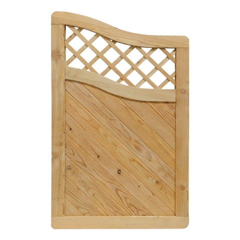 Massivzaun Privora L?rche natur 90x150-135cm mit Gitter Abschlusselement
