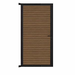 Elephant Triple Rhombus Tor WPC Natural Dark Brown co-extrudiert 90x174cm inkl. Beschlag, Rahmen Schwarz