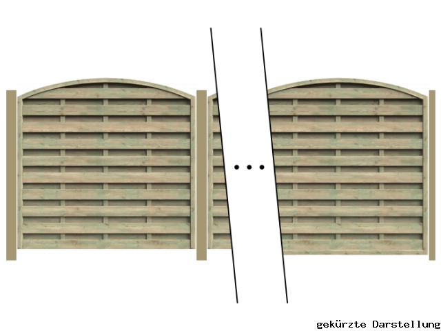 7,69m Dichtzaun kdi gr&uuml;n mit Rundbogen - ME27538