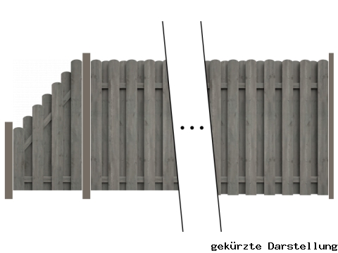 4,89m Bohlenzaun Boleo Kiefer kdi grau - ME47153