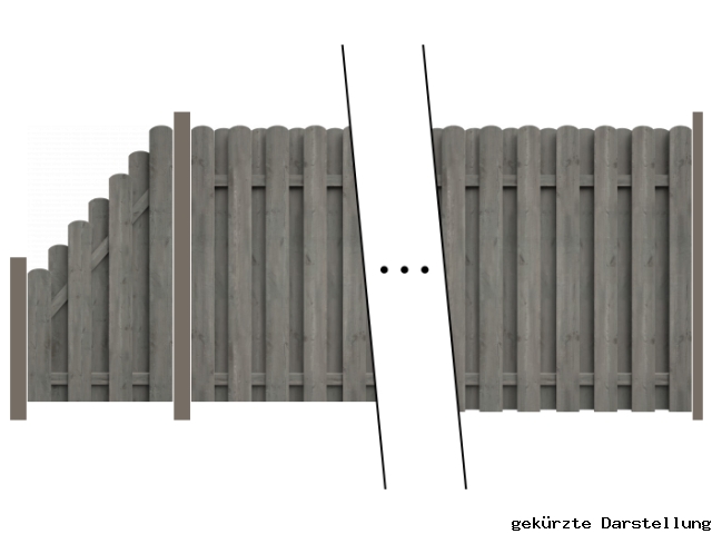 4,89m Bohlenzaun Boleo Kiefer kdi grau - ME47153